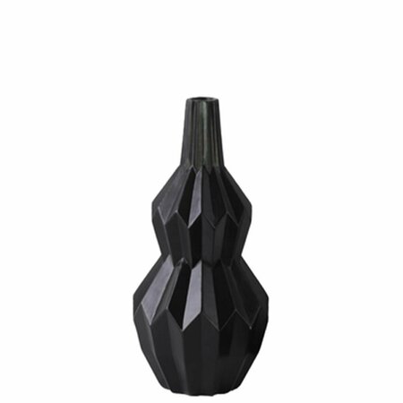 URBAN TRENDS COLLECTION Ceramic Bellied Round Vase with Narrow Lips, Black - Small 21458